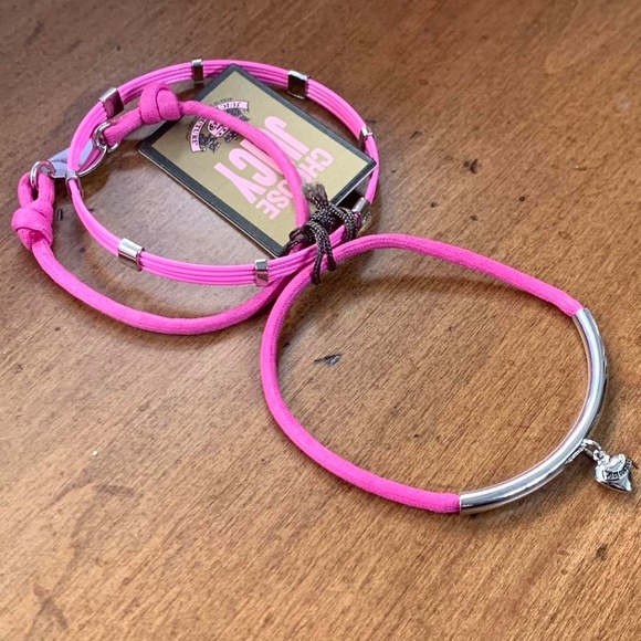 Juicy Couture Pam & Gela Choose Juicy Hot Pink Bracelet/Hair Tie New with Tags